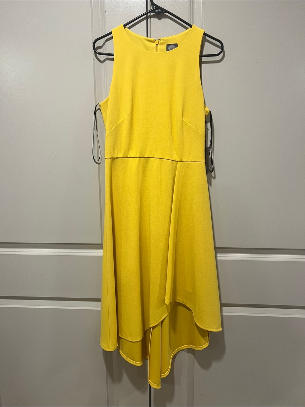 Vince Camuto Yellow Sleeveless Asymmetrical Hem Dress